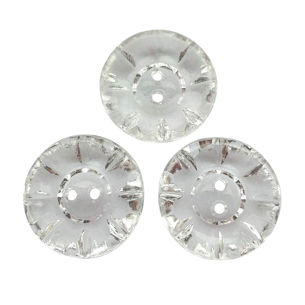 Chenkou Craft New 50pcs 20mm Clear Flower Plastic Buttons Sewing Craft 2 Holes