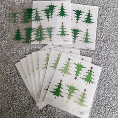 Christmas Stickers Green Christmas Trees Gold Ornaments Mix Of New & Open Packs