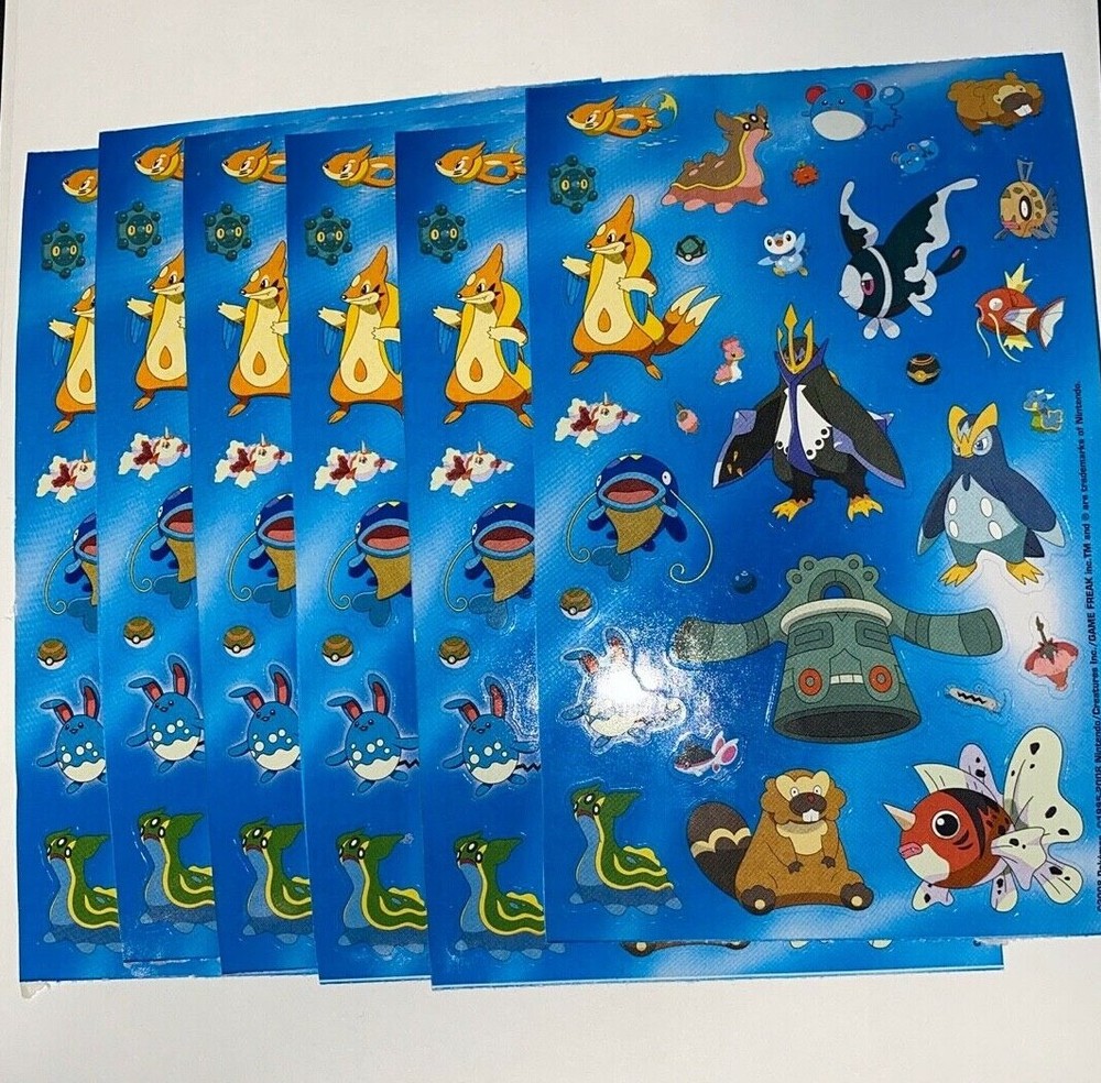 Sandylion Pokémon stickers lot of 6 sheets 4″ X 6 «