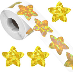 500 Pieces 1.5 Inch Gold Star Stickers Roll – Glitter Foil Star Shape Self Adhes