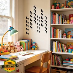 JULMELON 16 Sheets Black Mini Feet Floor Stickers Removable