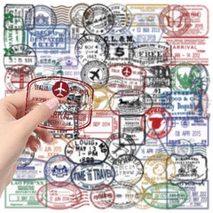 Vintage Passport Stamps Transparent Stickers 60 Pack Passport Travel Stamp Gloss