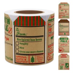 Hybsk 200pcs Christmas Santa Claus Stickers, Kraft Paper 2 x 3 Inch Christmas…