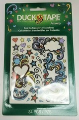 Duck Tape Accents Rub On Transfers 34 Transfers/Page Peel off Hearts/Stars/Cloud