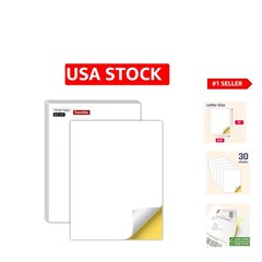 30 Count Matte Sticker Paper, 8.5″ x 11″ for Smudge-Free Inkjet & Laser Printing