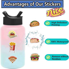 50Pcs Cute Food Stickers for Kids and Adults – Vinyl Stickers for Scrapbooks & W