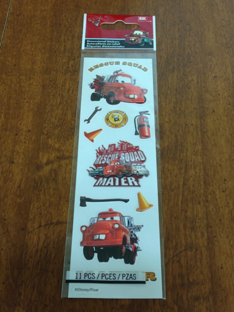PIXAR Cars Rescue Squad Tow Mater 11 Piece Sticker Pack New Sealed