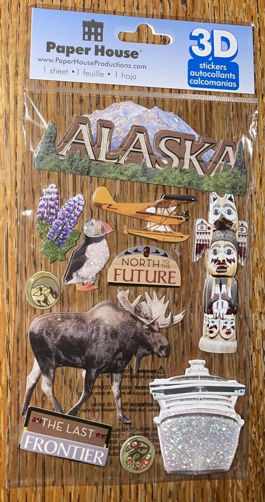 Paper House 3D Alaska Last Frontier Moose Penguin Cruise Ship Scrapbook Stickers