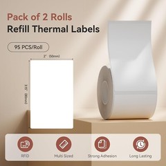 2 Rolls Labels for B1 B21 B3S K3, Thermal Printer Labels 2″ x 3.15″（50x80mm),…