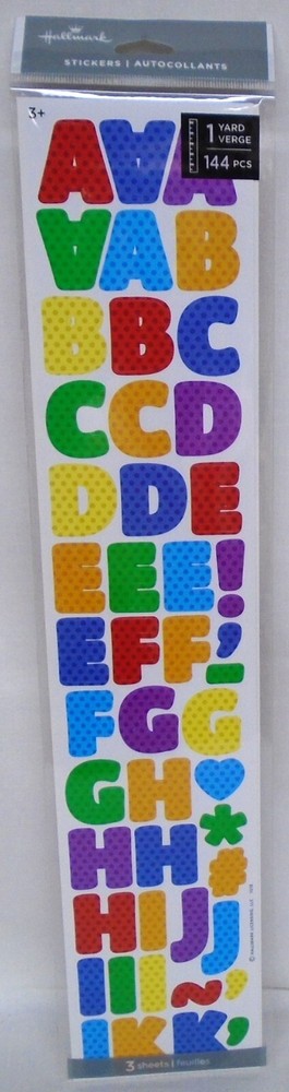 Hallmark Paper Stickers Alphabet ABC’s Punctuation 3 Feet 144 Pieces NIP