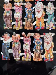 15 Pieces Vintage Embossed Paper Die Cut CLOWNS MLP #814 England Ephemera
