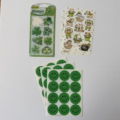 Hallmark AGC St Patricks Day Stickers Lot 6 Sheets Cats Smiley Prism Shamrock