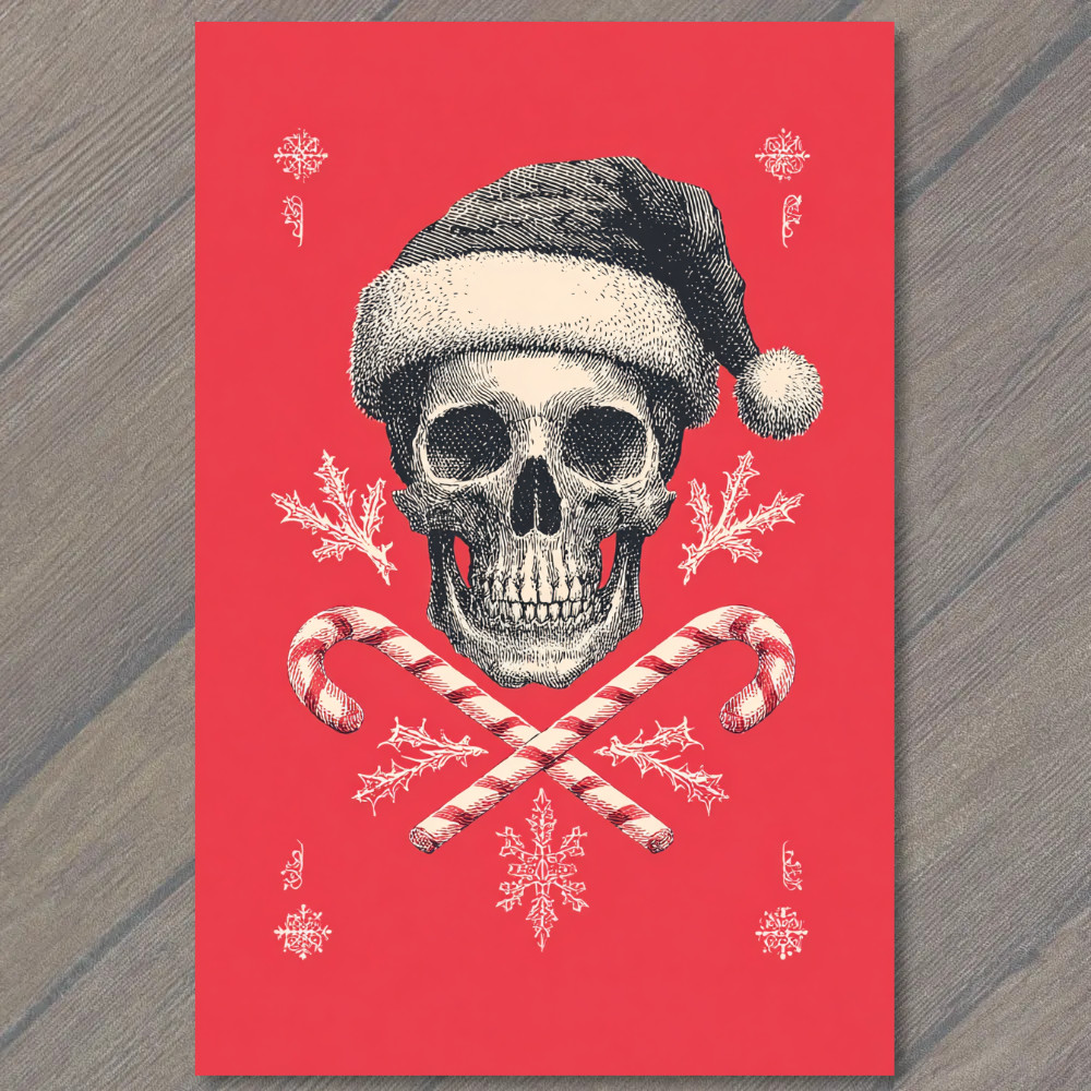STICKER Santa Skull Candy Canes Gothic Christmas Red Holiday Horror Festive Da