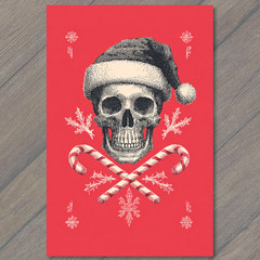 STICKER Santa Skull Candy Canes Gothic Christmas Red Holiday Horror Festive Da