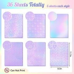 36 Sheets Holographic Sticker Paper 8.3 X 11.7 Inch A4 Size Holographic Laminate