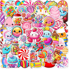 Cute Candy Stickers 50Pcs Waterproof Vinyl for Scrapbook Journal Laptop