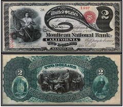 $2 Two Dollar National Bank Note Original Series (US CURRENCY STICKERS)