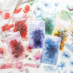 10Pcs Blooms Flowers PET Stickers Large Size Scrapbook DIY Journal Card Crafts