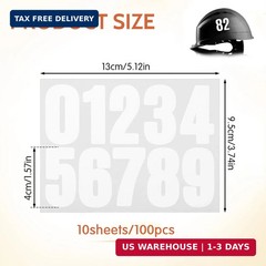 10 Sheet Number Stickers, 1.5 inch Small White Number Stickers, 0-9 Vinyl Number