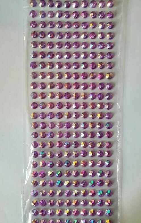 CraftbuddyUS 240 pcs x 8 mm Self Adhesiv Faceted Round Gems,Color- AB LILAC