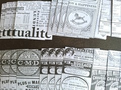 100pc Black & White Retro French Newspaper Ads 3 1/4 X 3 1/4 Scrapbook Papers