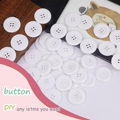 50pcs 4 Holes Round Sewing Resin Buttons1.5inch/38mm in Bulk for White