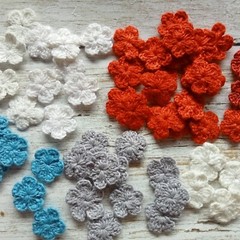 Set of 50 pcs Crochet Flowers Multi-coloured Small Handmade Decoration Craft
