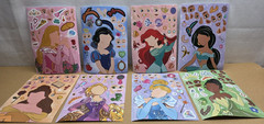 Princess Make-a-face Stickers DIY Party Favors Crafts 16 Sheets 8 Designs