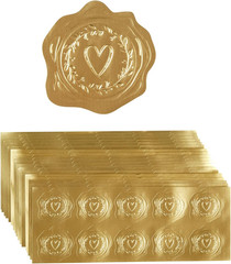 300 Gold Foil Heart Stickers for Envelopes, Invitations, and Greeting Cards