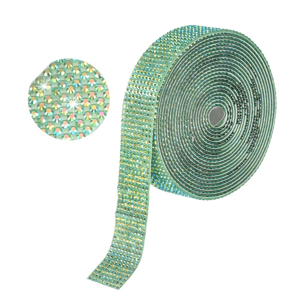 Self Adhesive Rhinestone Strips 3 Yards 0.7 Inch for Craft,Dark Green AB