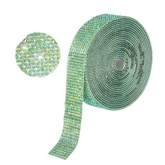 Self Adhesive Rhinestone Strips 3 Yards 0.7 Inch for Craft,Dark Green AB