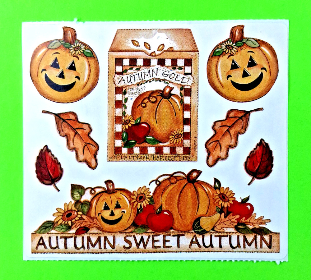Joy Marie Autumn Sticker Sheet Pumpkins Seeds Fall Leaves