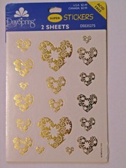 36 Stickers, Metallic Foil Golden Hearts (1 Pkg-2 Sticker Sheets) Scrapbooking