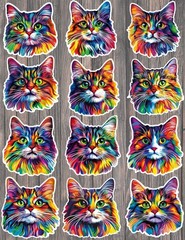 Rainbow Kitten Die Cut Vinyl Stickers Scrapbooking Laptop Waterbottle