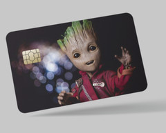 GROOT, 2 pc credit card skin & DEBIT CARD,TROLLEY & GYM