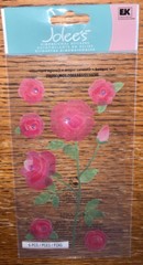 RARE Jolees Red Roses Flowers Stem Buds Velum W/Gem Garden 3D Scrapbook Stickers