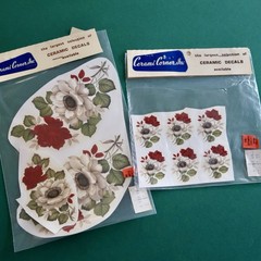 Vtg Ceramic Decals Mixed Media Water Mount Transfers Lot R Bright Poppy Floral