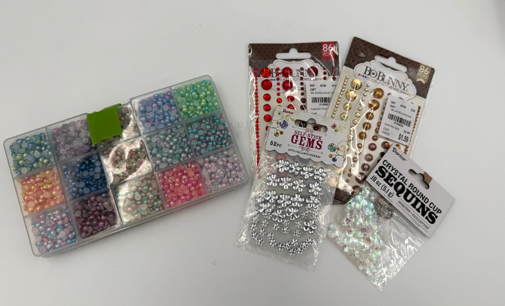 Misc Scrapbook & Card Making Embellishments, Glitter, Gems, Various Colors, USED