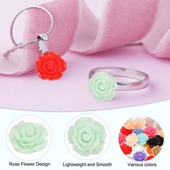 20mm Rose Flower Resin Cabochon, 50 Pcs Mini Rose Flower Resin, Light Green
