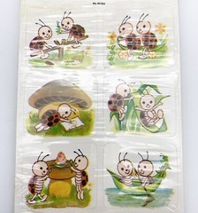 Vintage Dennison Sticker Seals Anthropomorphic Lady Bugs Playing 48 Count NOS