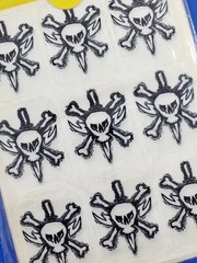 Vintage NOS Quality Paper Products Skull Crossbone Halloween Clear Stix Stickers
