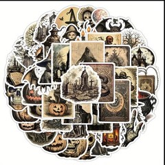 10pcs Gothic Halloween Stickers- Scrapbook, Journal, DIY Crafts & Cards