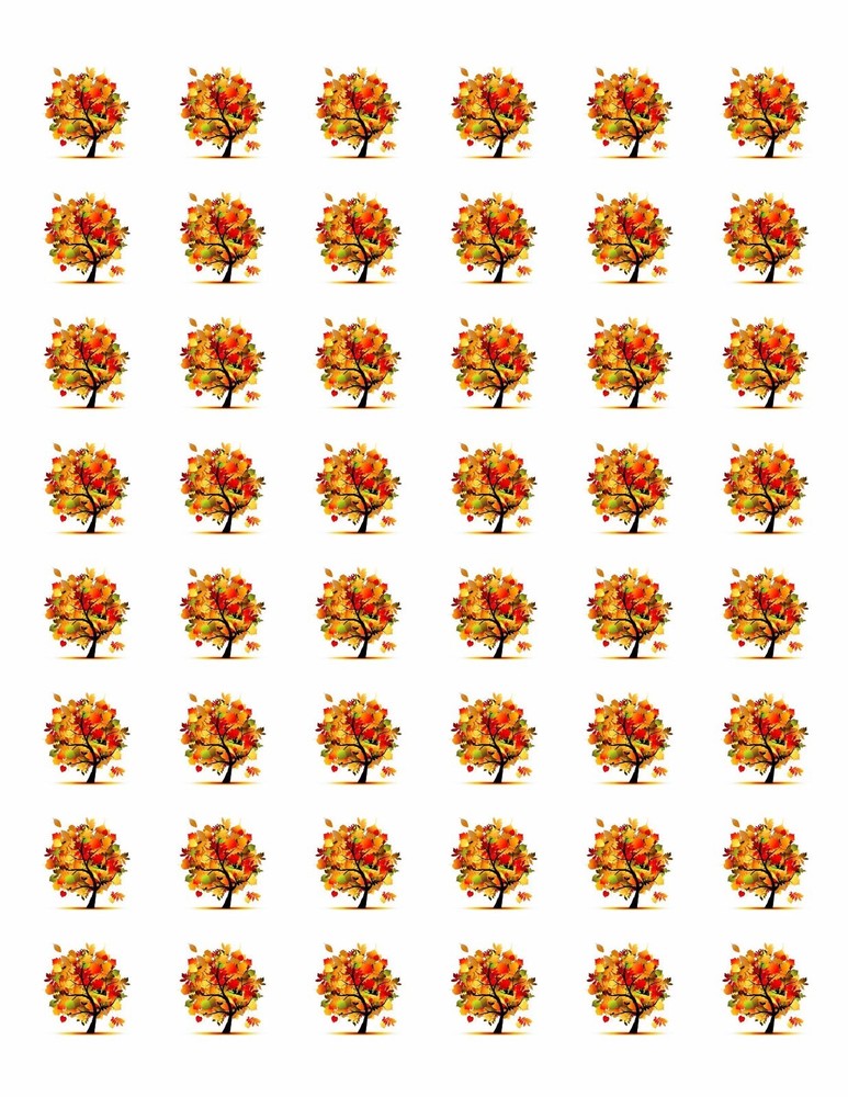 48 FALL TREE ENVELOPE SEALS LABELS STICKERS 1.2″ ROUND !