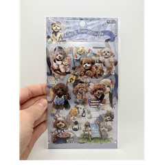 Cute Poodle Puppy PET Sticker Pack 4 Sheets Planner Journal Scrapbook Decor Kids