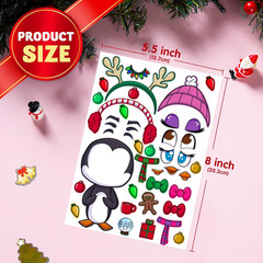 36 Pcs Christmas Make-A-Face Sticker Sheets Make Your Own Xmas Characters Mix an