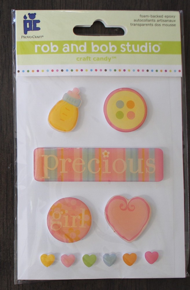 Provo Craft Rob Bob Studio Craft Candy PRECIOUS GIRL Epoxy Stickers NEW