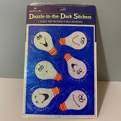 Vintage Hallmark Lightbulbs Dazzle Glow In The Dark Stickers