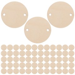 60PCS Round Wooden Pieces 3.8CM DIY Craft Wood Piece with Hole for Art Crafts