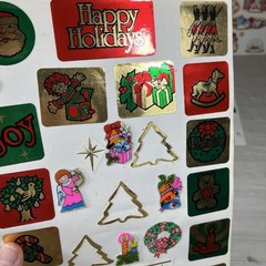 Vtg 70s 80s Sticker Book Pages Christmas Santa Puffy Big Lot USED Foil AGC J1