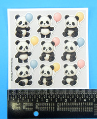 Pandas & Pastel Balloons Sticker Sheet